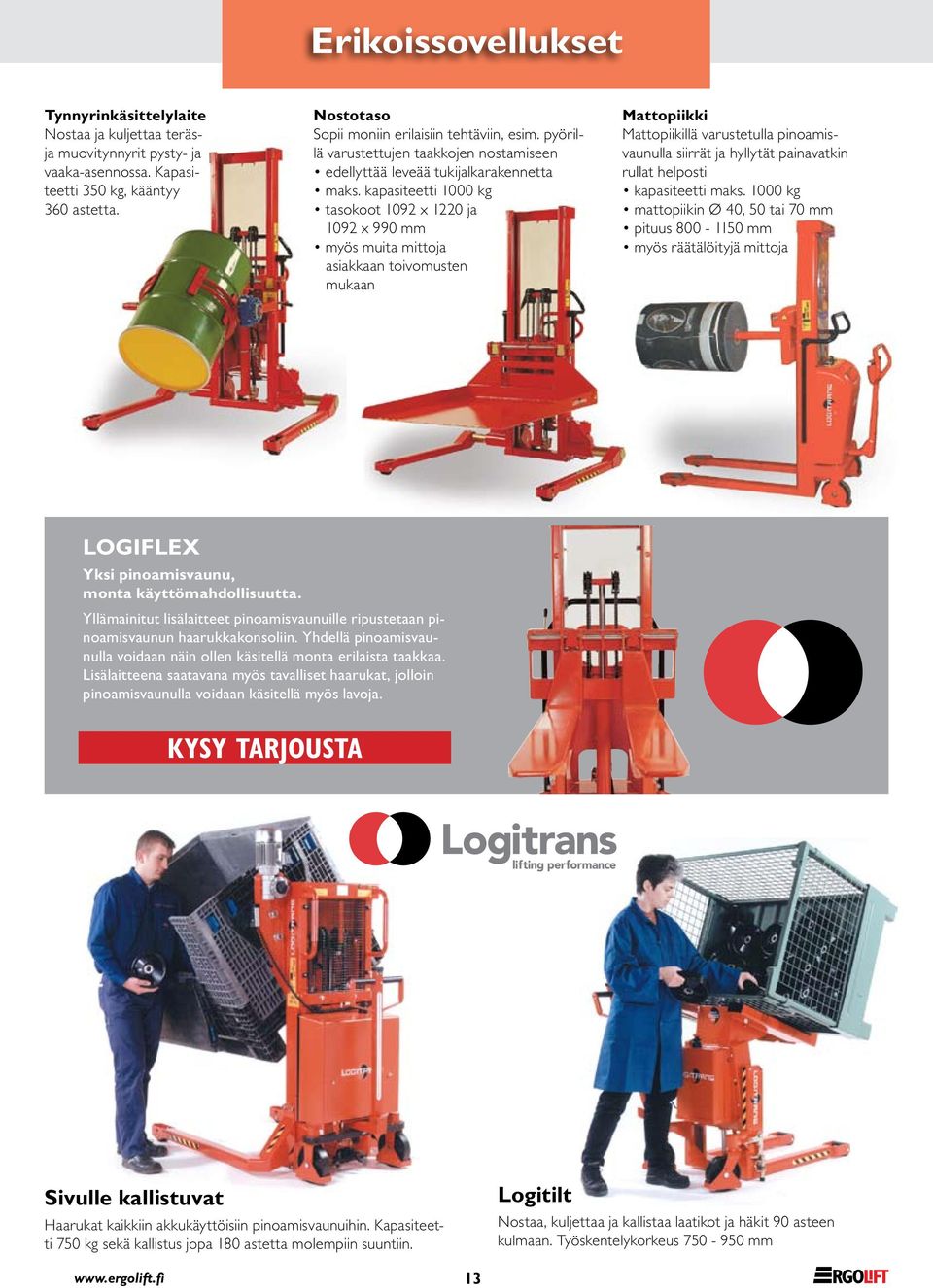 kapasiteetti 1000 kg tasokoot 1092 x 1220 ja 1092 x 990 mm myös muita mittoja asiakkaan toivomusten mukaan Mattopiikki Mattopiikillä varustetulla pinoamisvaunulla siirrät ja hyllytät painavatkin