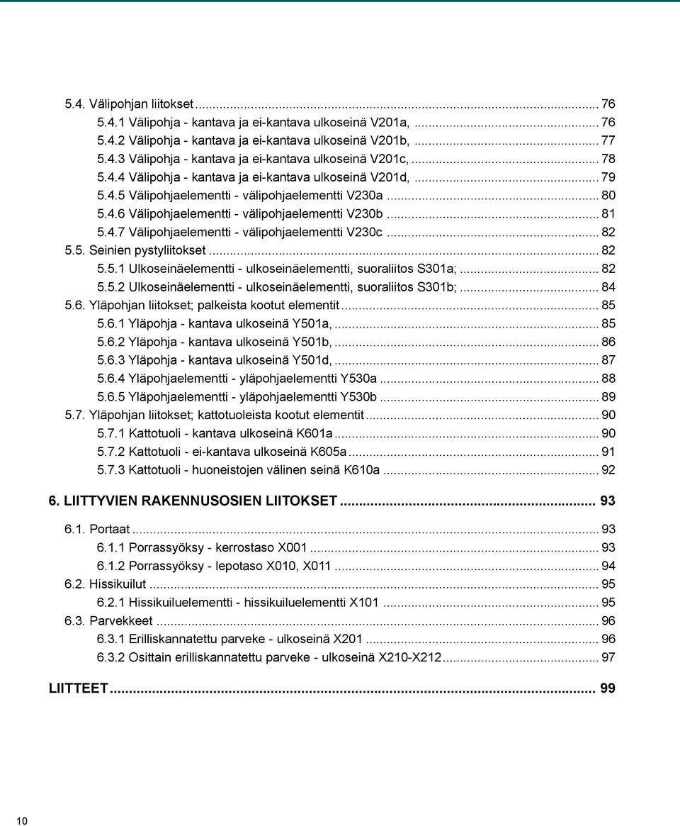 .. 82 5.5. Seinien pystyliitokset... 82 5.5.1 Ulkoseinäelementti - ulkoseinäelementti, suoraliitos S301a;... 82 5.5.2 Ulkoseinäelementti - ulkoseinäelementti, suoraliitos S301b;... 84 5.6.