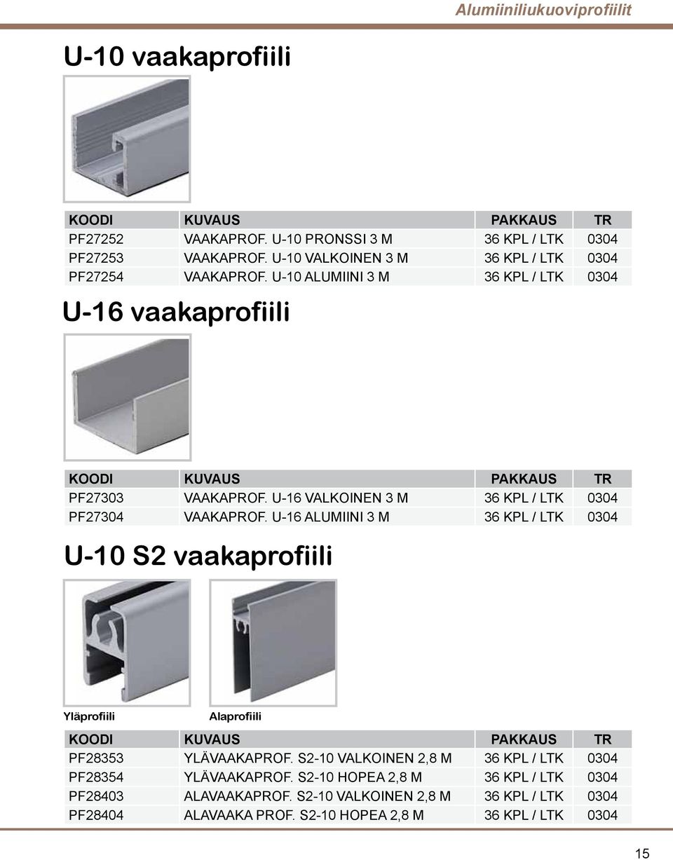 U-16 VALKOINEN 3 M 36 KPL / LTK 0304 PF27304 VAAKAPROF.