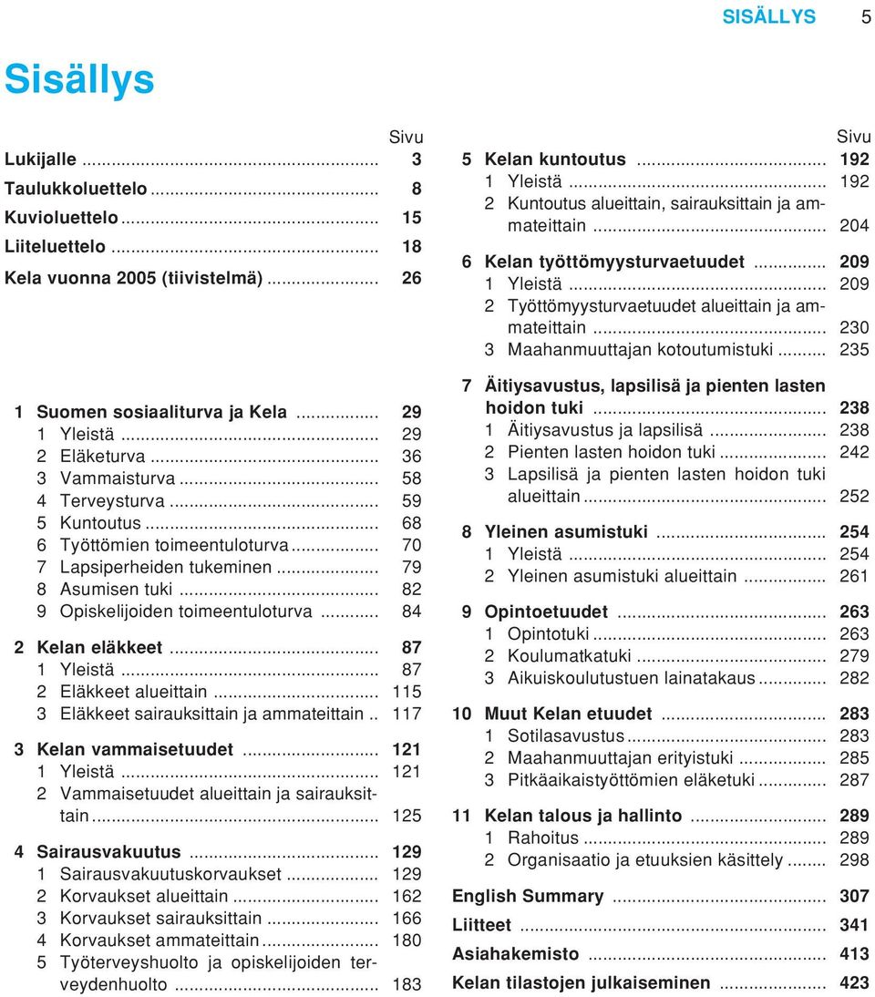 .. 82 9 Opiskelijoiden toimeentuloturva... 84 2 Kelan eläkkeet... 87 1 Yleistä... 87 2 Eläkkeet alueittain... 115 3 Eläkkeet sairauksittain ja ammateittain.. 117 3 Kelan vammaisetuudet... 121 1 Yleistä.