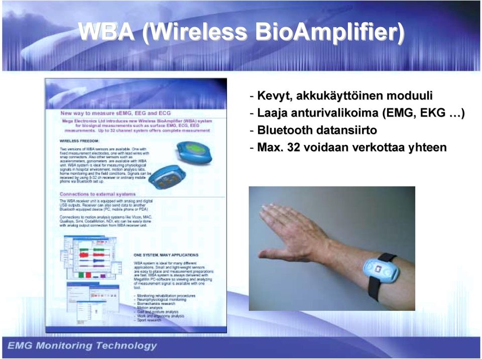 anturivalikoima (EMG, EKG ) - Bluetooth