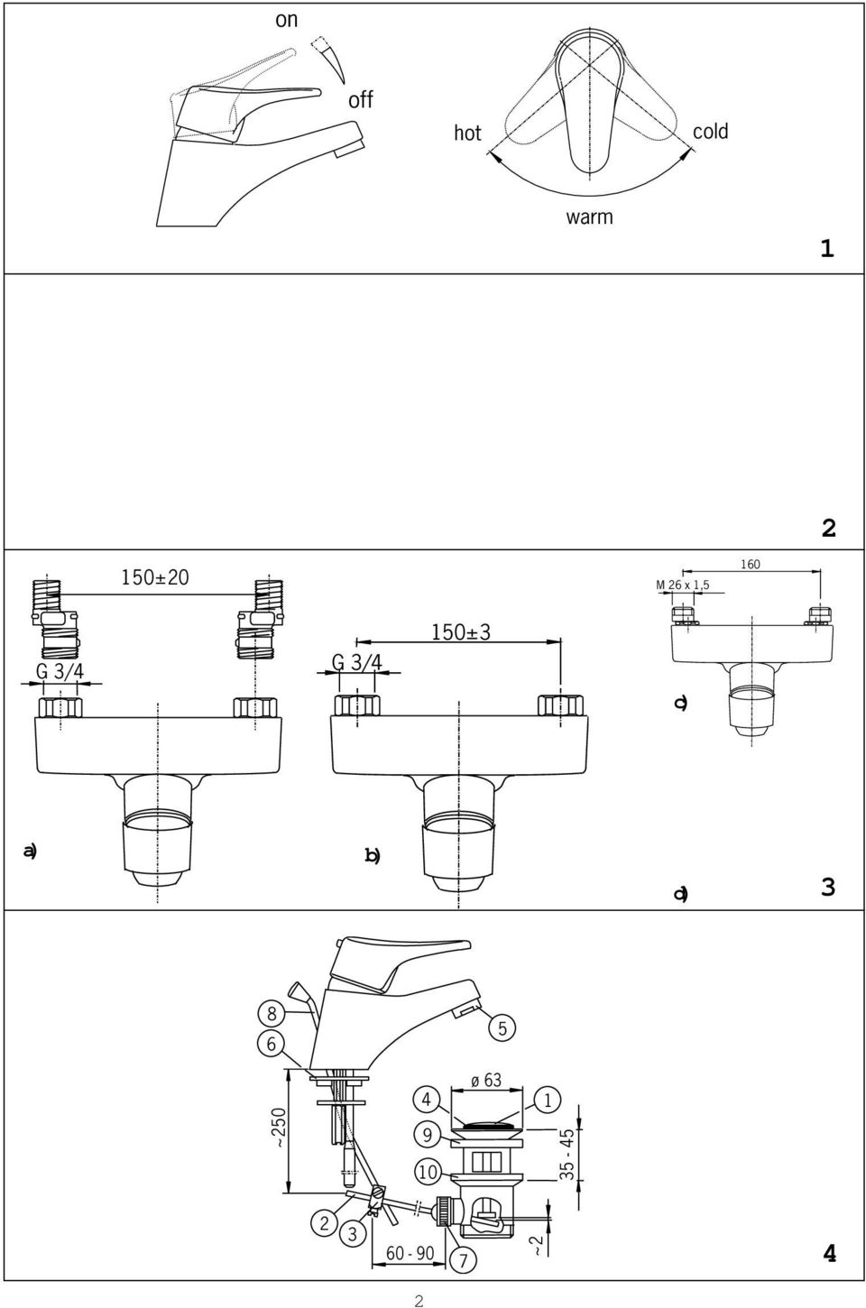 " G /4 150± c) a) b) d) &