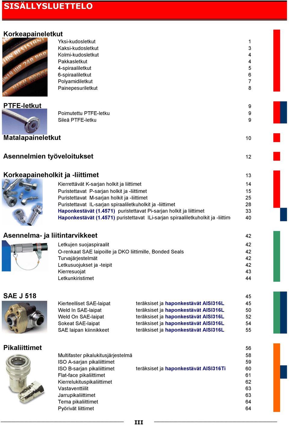 holkit ja -liittimet 15 Puristettavat M-sarjan holkit ja -liittimet 25 Puristettavat IL-sarjan spiraaliletkuholkit ja -liittimet 28 Haponkestävät (1.