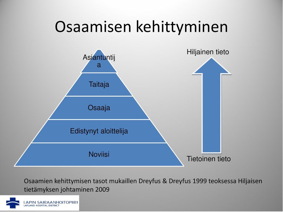 tieto Osaamien kehittymisen tasot mukaillen Dreyfus &