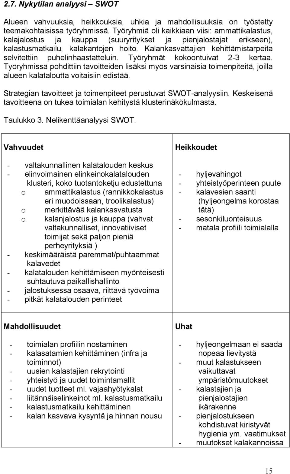 Kalankasvattajien kehittämistarpeita selvitettiin puhelinhaastatteluin. Työryhmät kokoontuivat 2-3 kertaa.