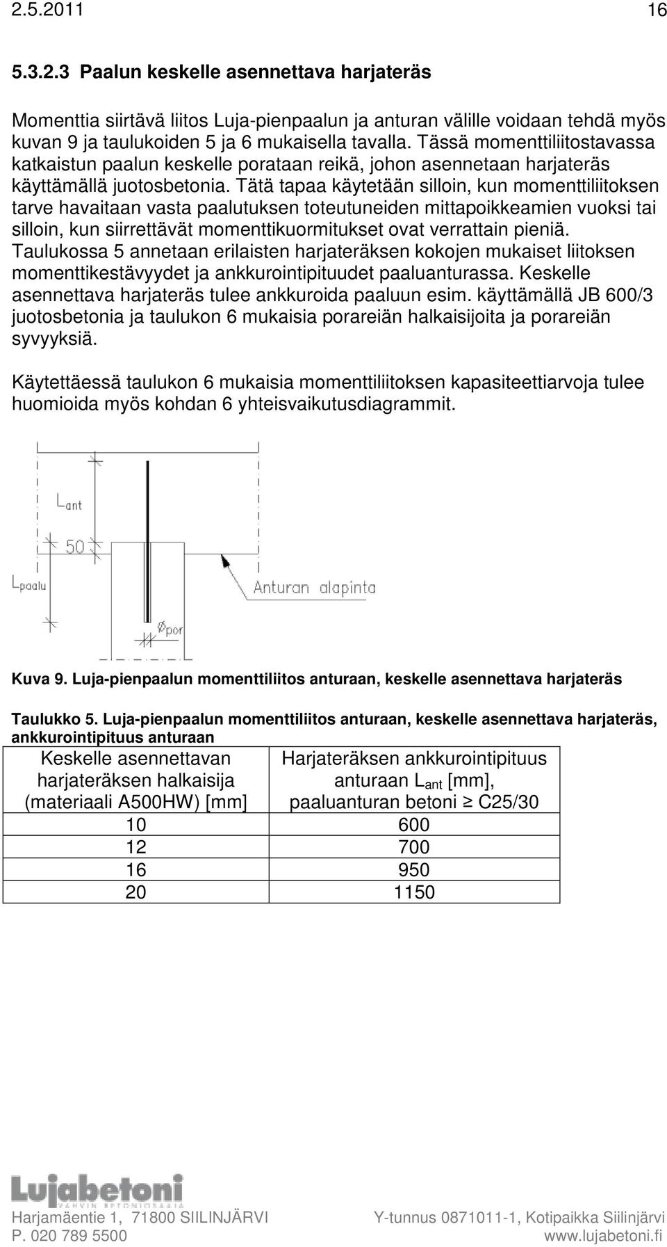 Tätä tapaa käytetään silloin, kun momenttiliitoksen tarve havaitaan vasta paalutuksen toteutuneiden mittapoikkeamien vuoksi tai silloin, kun siirrettävät momenttikuormitukset ovat verrattain pieniä.