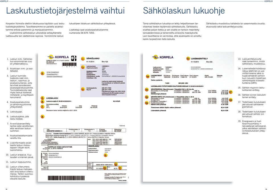 Toimitimme laskun lukuohjeen lokakuun sähkölaskun yhteydessä. Lisätietoja saat asiakaspalvelustamme numerosta 06 874 7350.