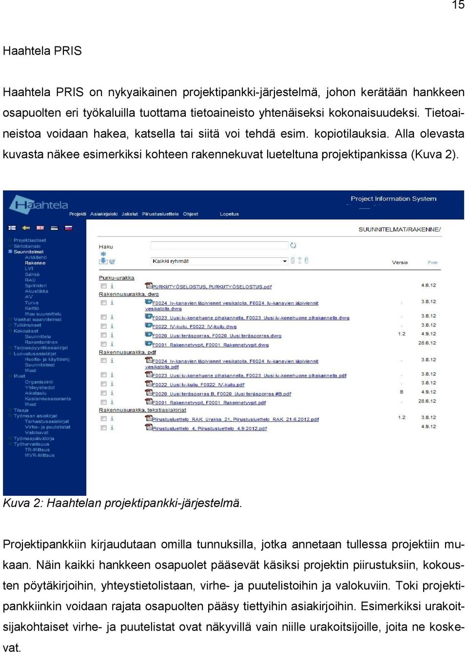 Kuva 2: Haahtelan projektipankki-järjestelmä. Projektipankkiin kirjaudutaan omilla tunnuksilla, jotka annetaan tullessa projektiin mukaan.