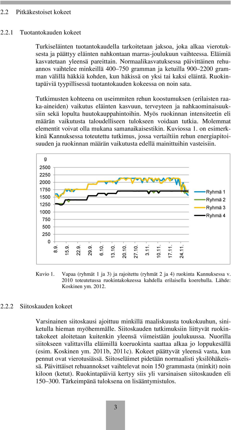 Normaalikasvatuksessa päivittäinen rehuannos vaihtelee minkeillä 400 750 gramman ja ketuilla 900 2200 gramman välillä häkkiä kohden, kun häkissä on yksi tai kaksi eläintä.