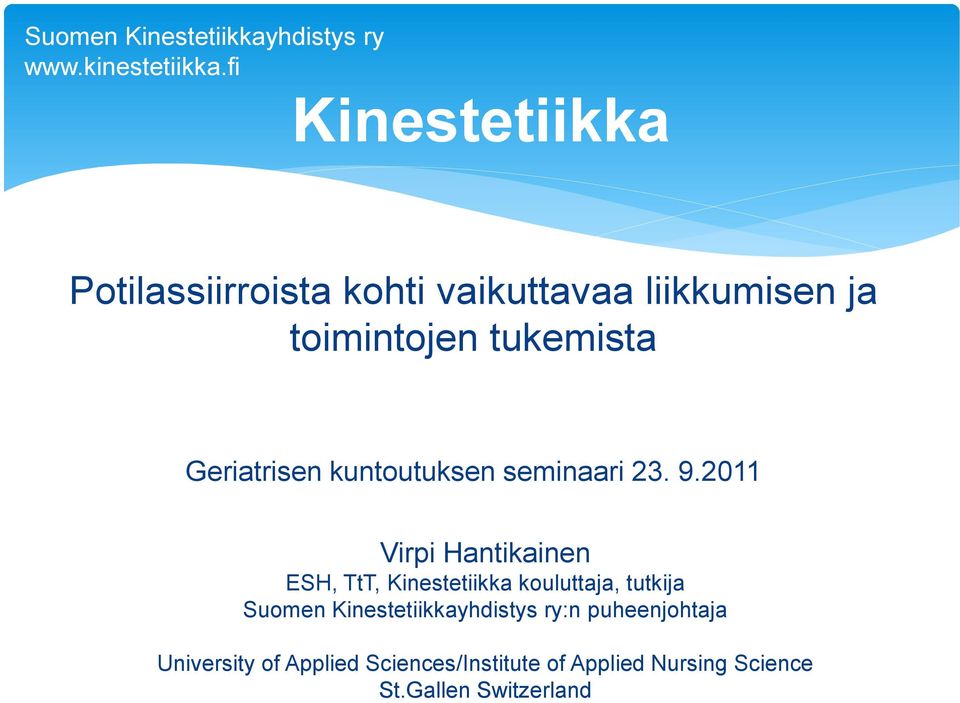 Geriatrisen kuntoutuksen seminaari 23. 9.