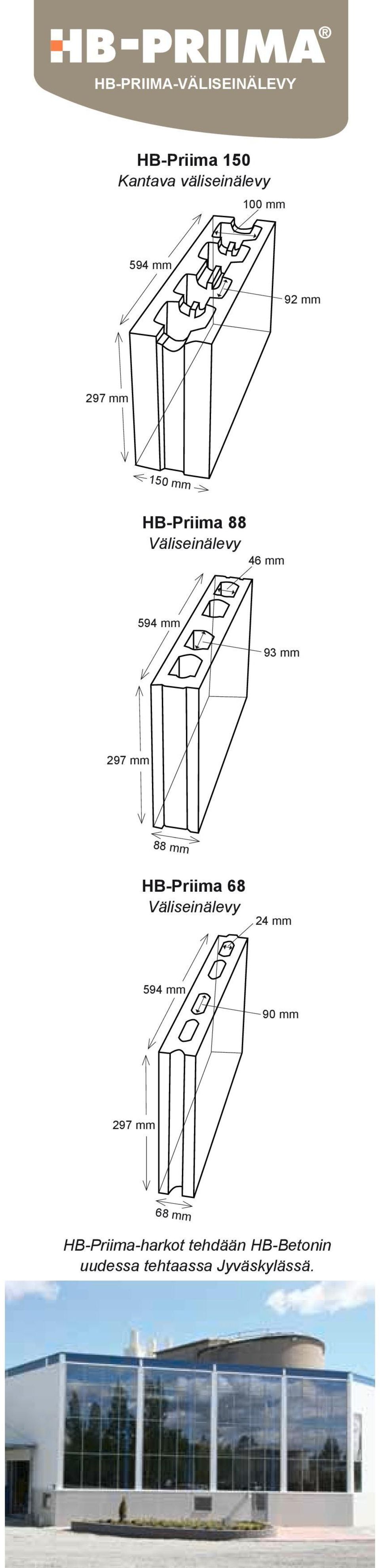 mm 297 mm 88 mm HB-Priima 68 Väliseinälevy 24 mm 594 mm 90 mm 297 mm