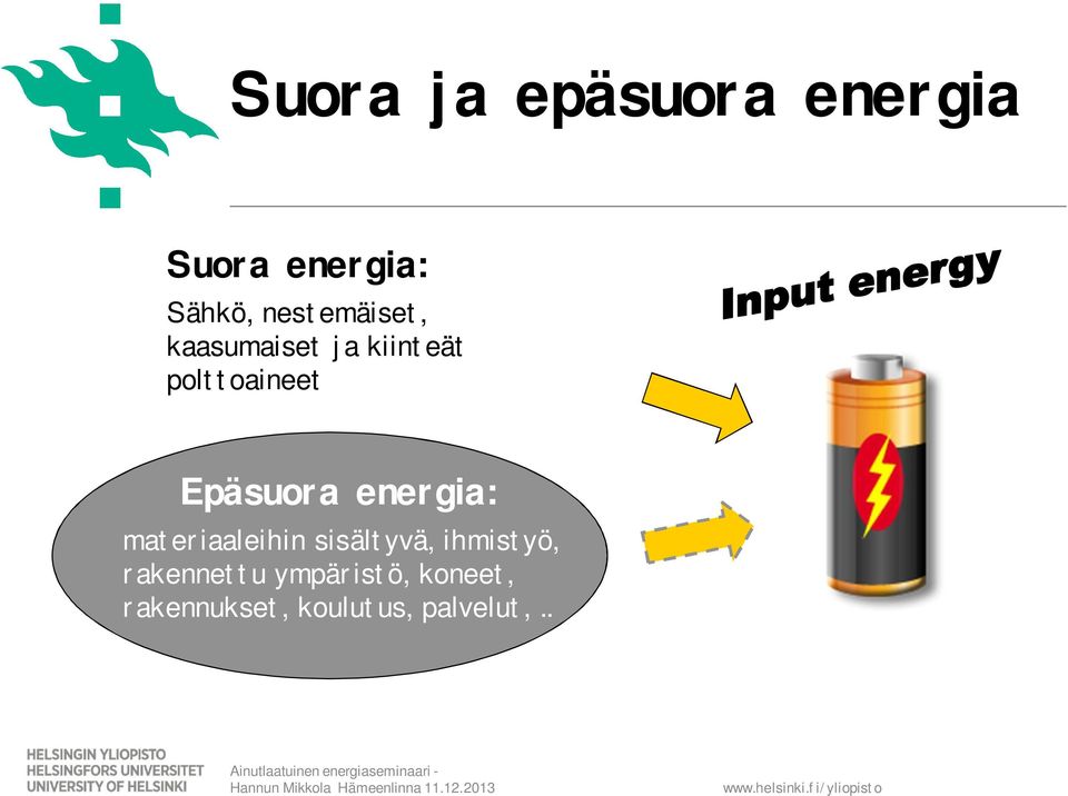 Epäsuora energia: materiaaleihin sisältyvä, ihmistyö,
