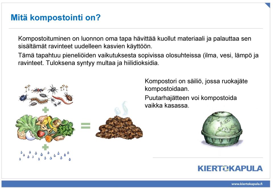 ravinteet uudelleen kasvien käyttöön.