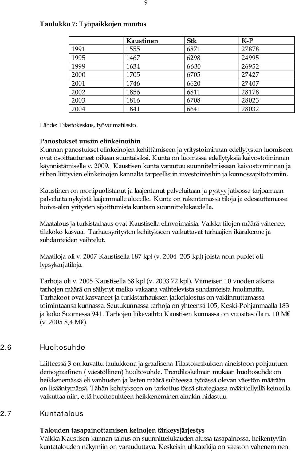 Panostukset uusiin elinkeinoihin Kunnan panostukset elinkeinojen kehittämiseen ja yritystoiminnan edellytysten luomiseen ovat osoittautuneet oikean suuntaisiksi.