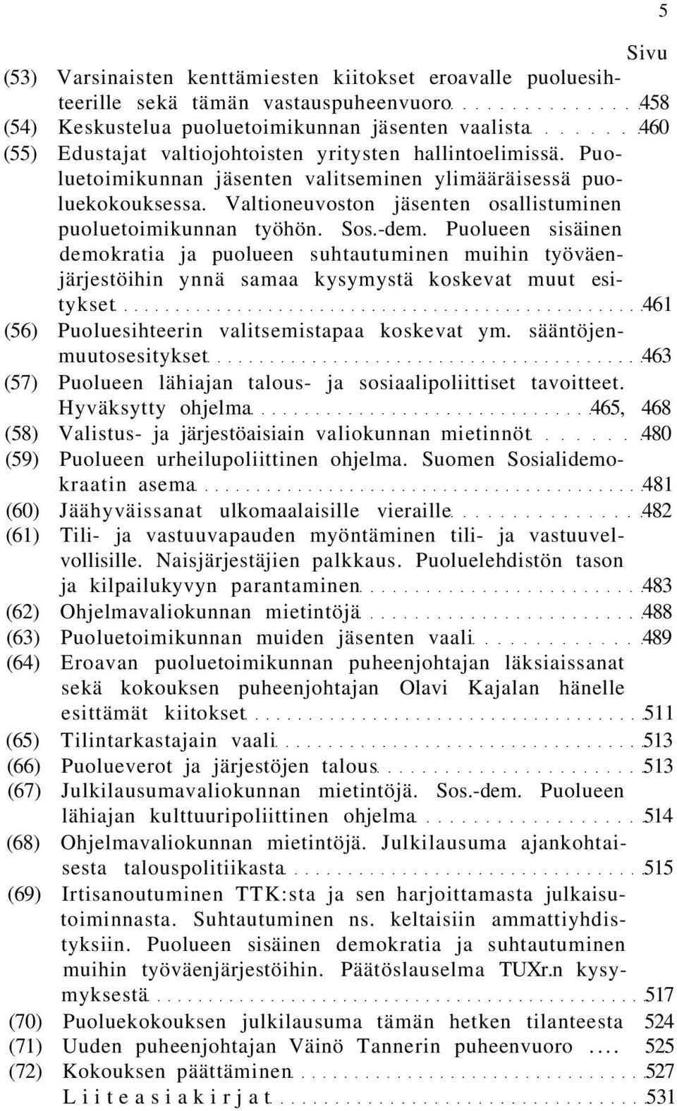 Puolueen sisäinen demokratia ja puolueen suhtautuminen muihin työväenjärjestöihin ynnä samaa kysymystä koskevat muut esitykset 461 (56) Puoluesihteerin valitsemistapaa koskevat ym.