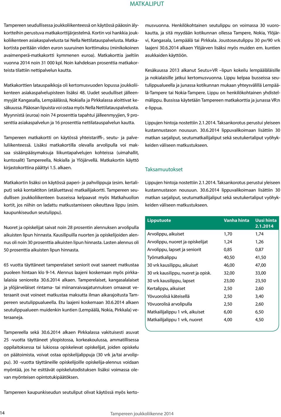 Matkakorttia jaeltiin vuonna 2014 noin 31 000 kpl. Noin kahdeksan prosenttia matkakorteista tilattiin nettipalvelun kautta.