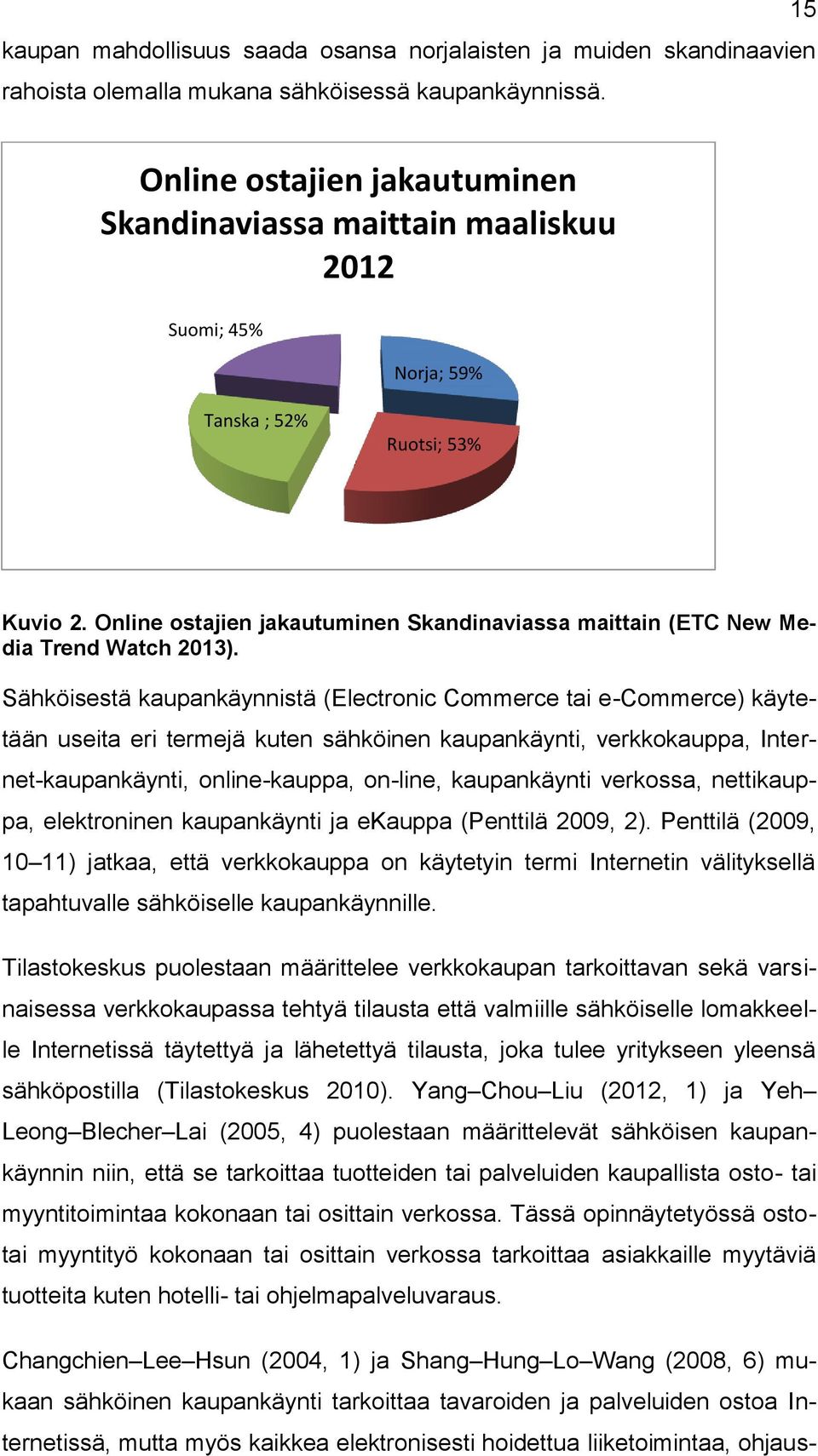 Online ostajien jakautuminen Skandinaviassa maittain (ETC New Media Trend Watch 2013).