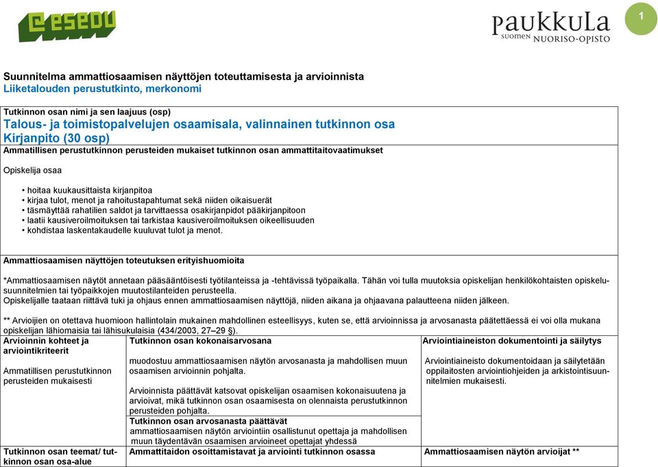 menot ja rahoitustapahtumat sekä niiden oikaisuerät täsmäyttää rahatilien saldot ja tarvittaessa osakirjanpidot pääkirjanpitoon laatii kausiveroilmoituksen tai tarkistaa kausiveroilmoituksen