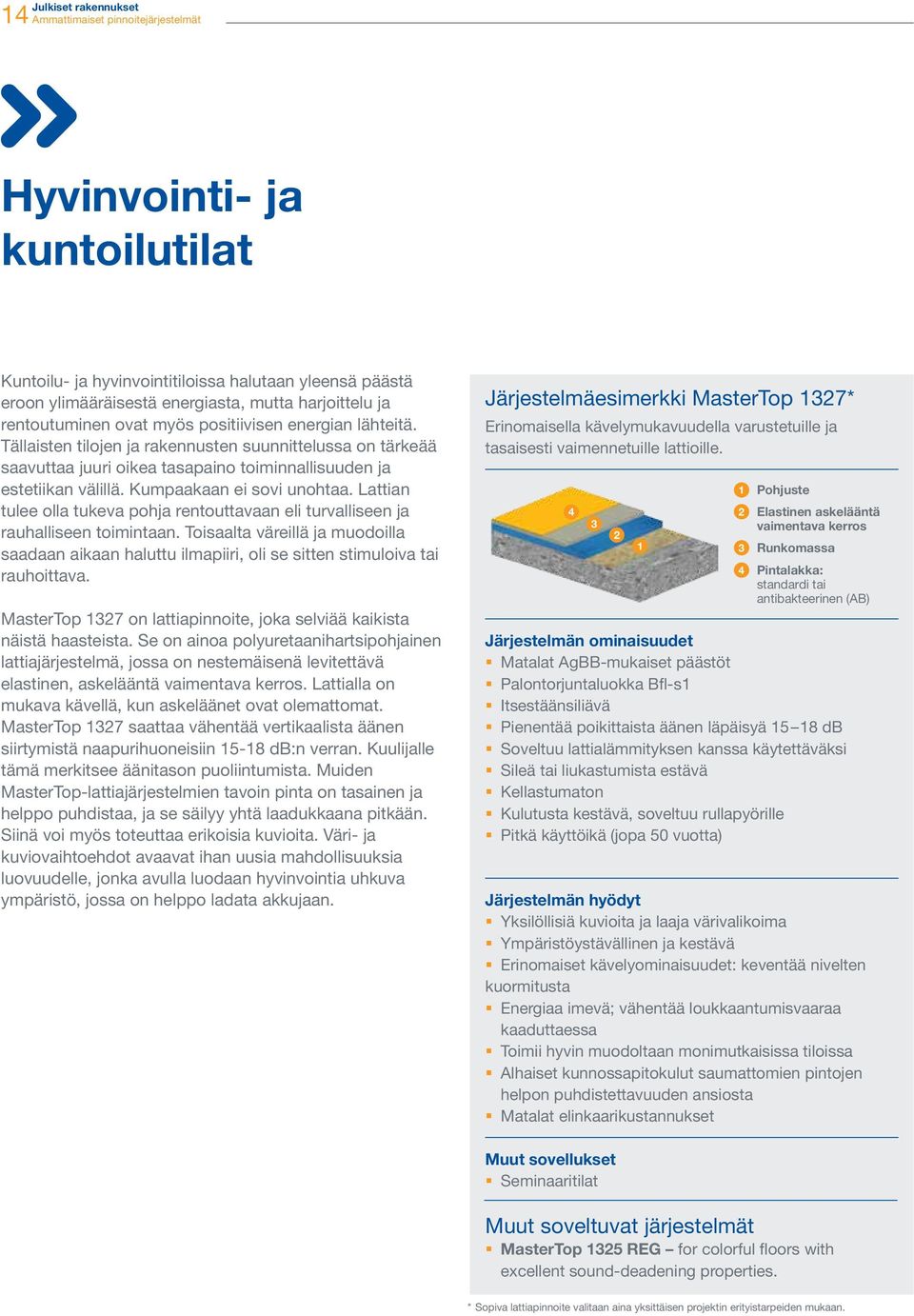 Kumpaakaan ei sovi unohtaa. Lattian tulee olla tukeva pohja rentouttavaan eli turvalliseen ja rauhalliseen toimintaan.