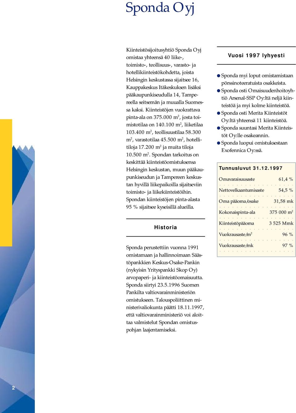 400 m 2, teollisuustilaa 58.300 m 2, varastotilaa 45.500 m 2,