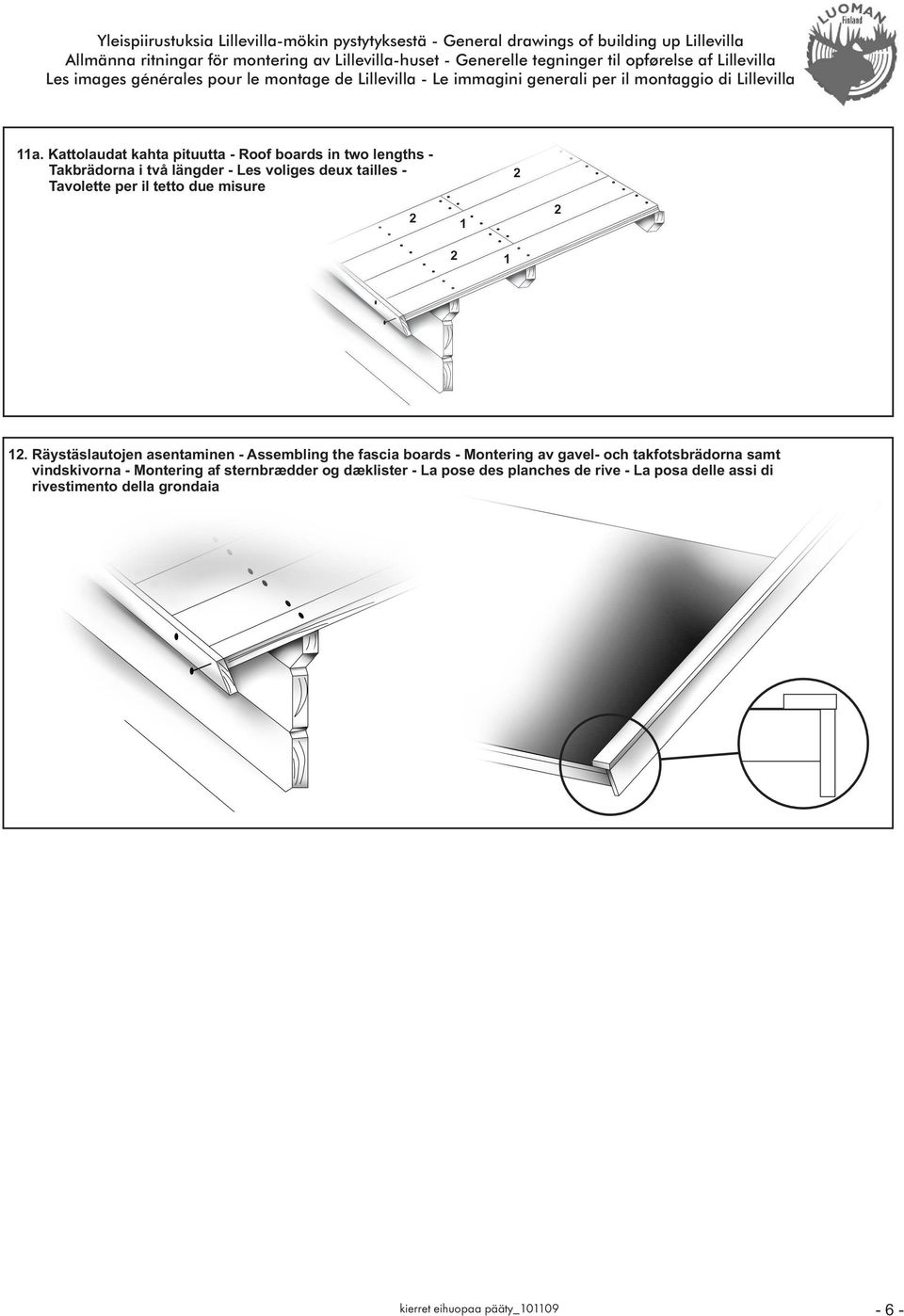 Kattolaudat kahta pituutta - Roof boards in two lengths - Takbrädorna i två längder - Les voliges deux tailles - Tavolette per il tetto due misure 2 1 2 2 2 1 12.