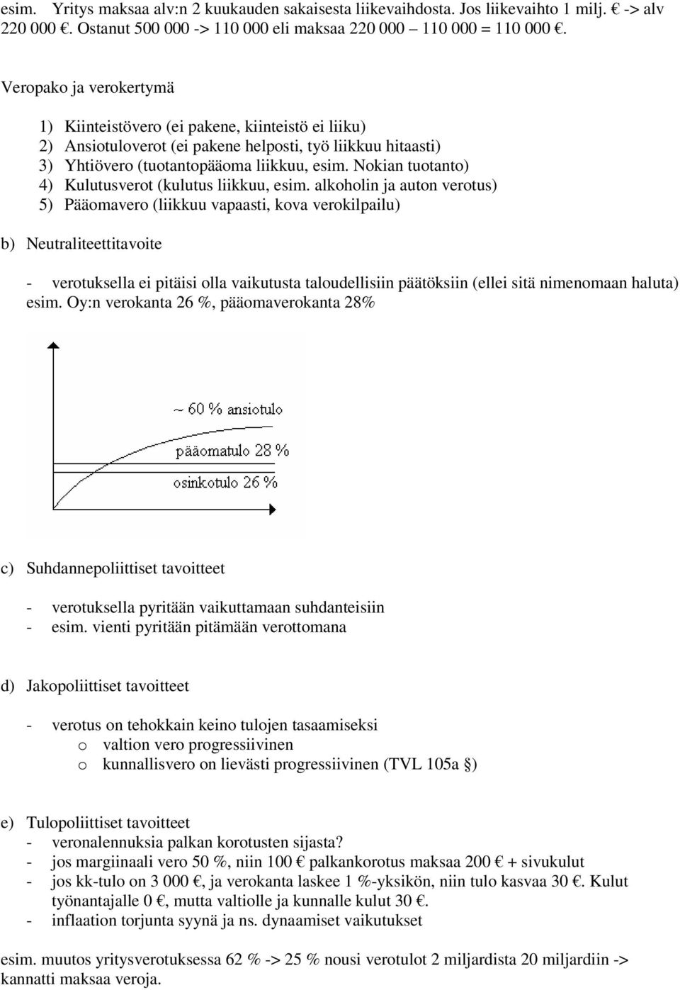 Nokian tuotanto) 4) Kulutusverot (kulutus liikkuu, esim.