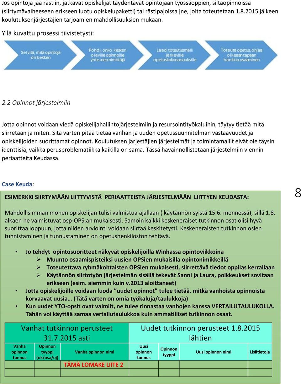 2 Opinnot järjestelmiin Jotta opinnot voidaan viedä opiskelijahallintojärjestelmiin ja resursointityökaluihin, täytyy tietää mitä siirretään ja miten.