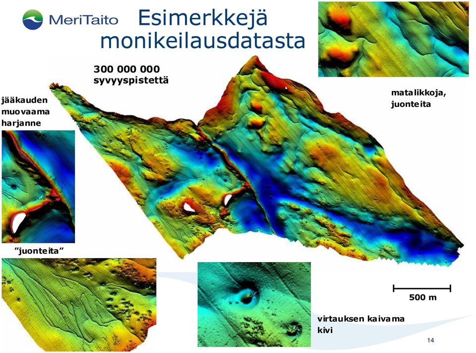 matalikkoja, juonteita juonteita 500 m