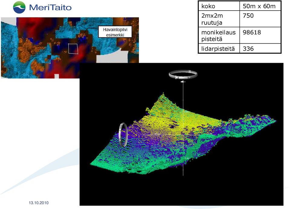 lidarpisteitä 50m x 60m