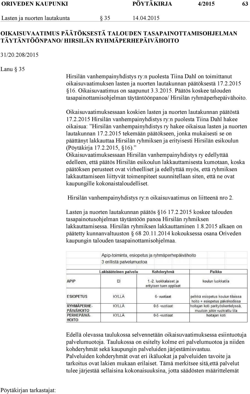 Oikaisuvaatimuksessaan koskien lasten ja nuorten lautakunnan päätöstä 17.2.