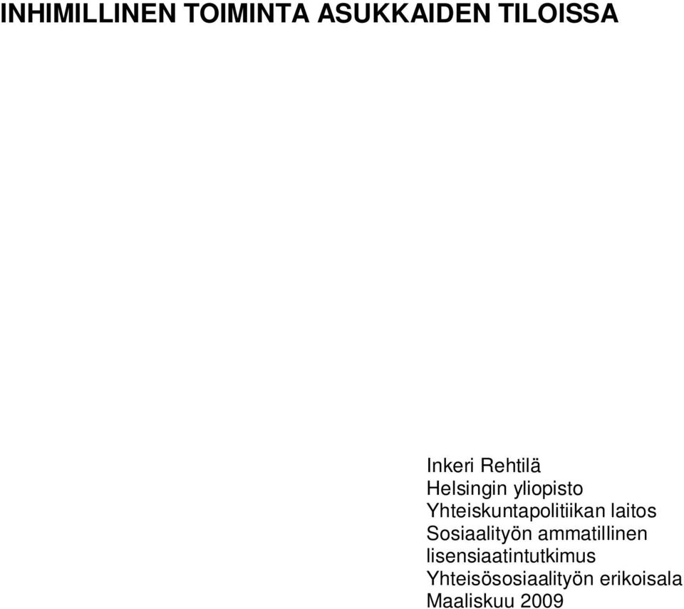 laitos Sosiaalityön ammatillinen