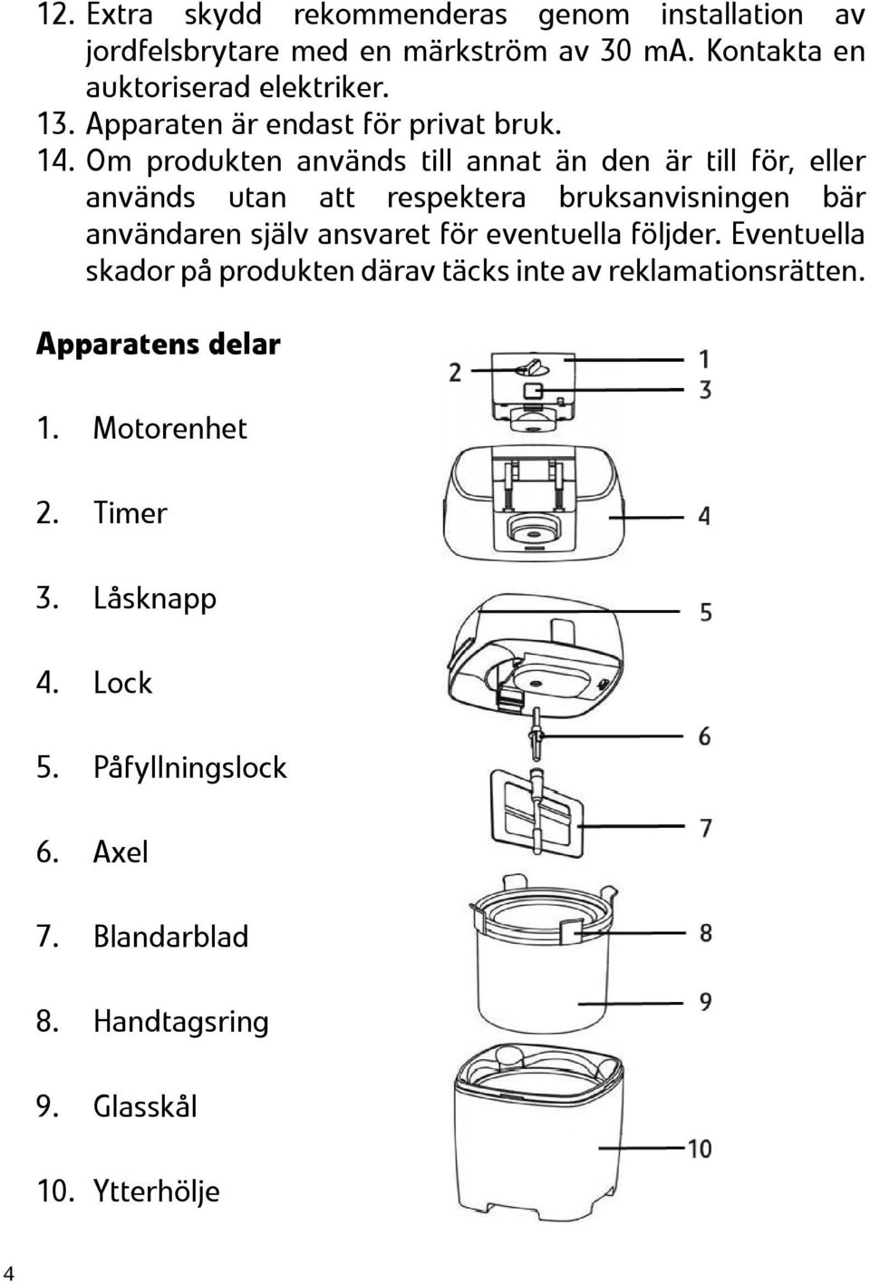 Om produkten används till annat än den är till för, eller används utan att respektera bruksanvisningen bär användaren själv ansvaret för