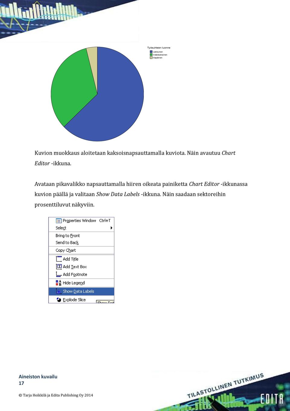 Avataan pikavalikko napsauttamalla hiiren oikeata painiketta Chart Editor