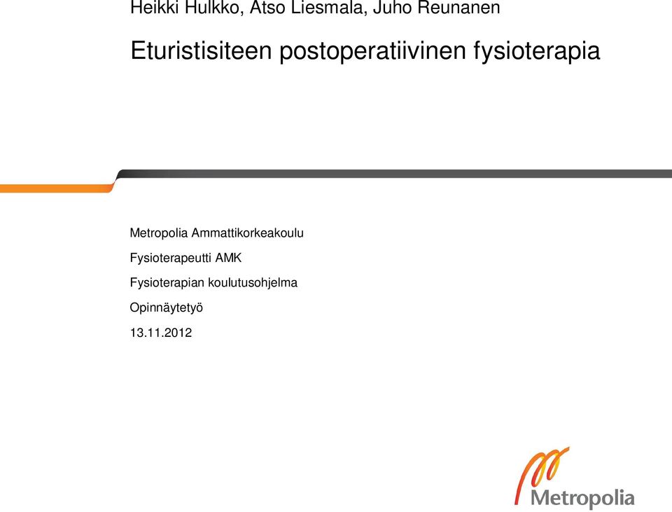 Metropolia Ammattikorkeakoulu Fysioterapeutti