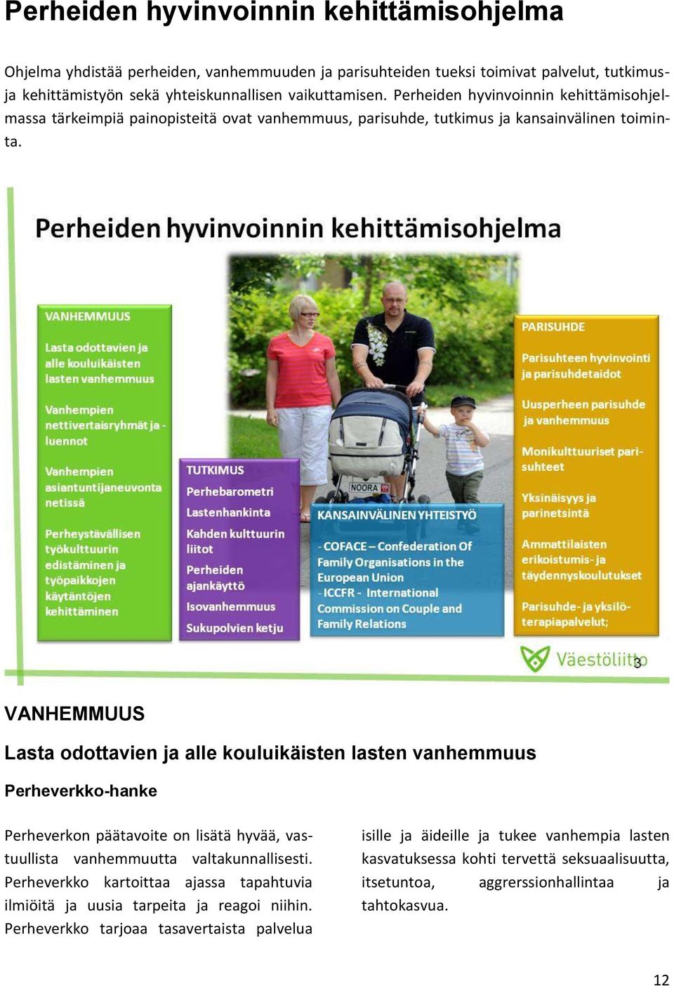 VANHEMMUUS Lasta odottavien ja alle kouluikäisten lasten vanhemmuus Perheverkko-hanke Perheverkon päätavoite on lisätä hyvää, vastuullista vanhemmuutta valtakunnallisesti.