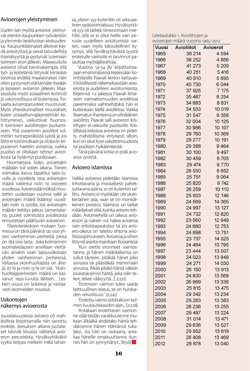 Maaseudulla avioerot olivat harvinaisempia, sillä työ- ja kotielämä liittyivät kiinteästi toisiinsa eivätkä maalaisnaiset näin ollen pystyneet elättämään itseään ja lapsiaan avioeron jälkeen.