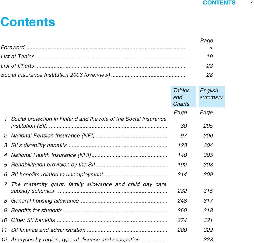 .. 97 300 3 SII s disability benefits... 123 304 4 National Health Insurance (NHI)... 140 305 5 Rehabilitation provision by the SII... 192 308 6 SII benefits related to unemployment.