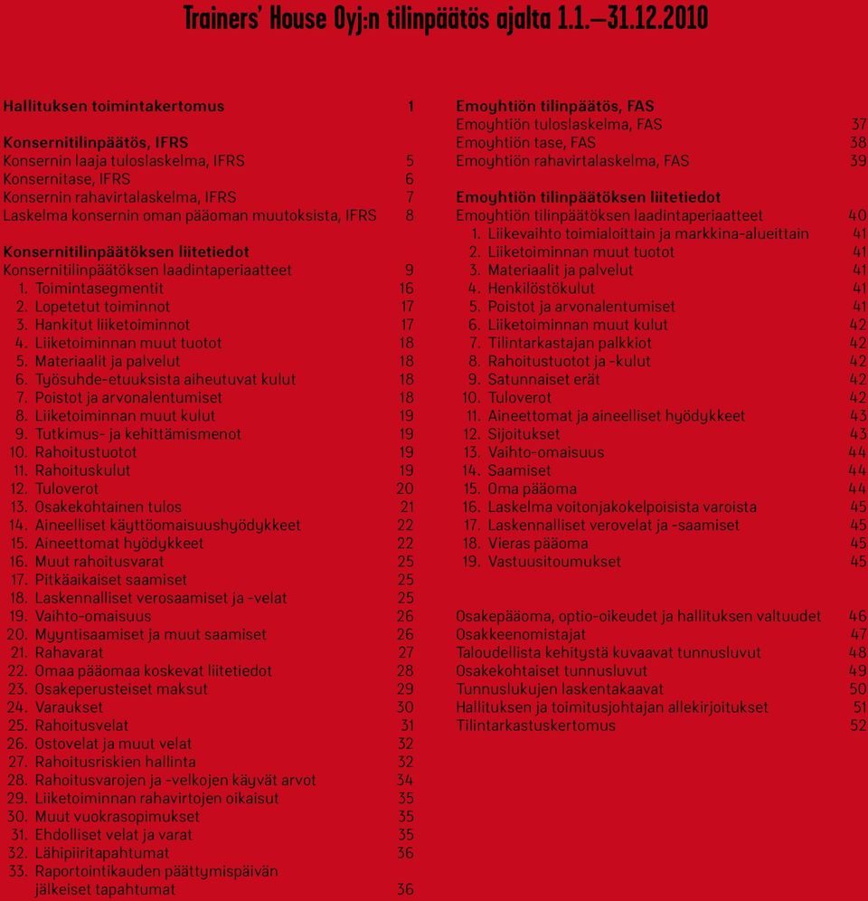 muutoksista, IFRS 8 Konsernitilinpäätöksen liitetiedot Konsernitilinpäätöksen laadintaperiaatteet 9 1. Toimintasegmentit 16 2. Lopetetut toiminnot 17 3. Hankitut liiketoiminnot 17 4.