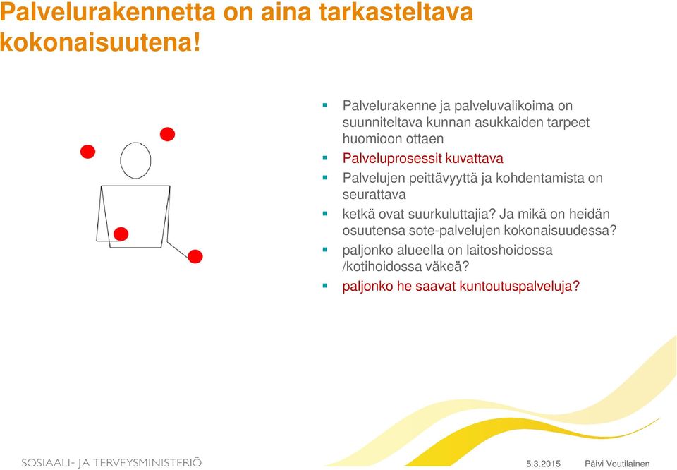 Palveluprosessit kuvattava Palvelujen peittävyyttä ja kohdentamista on seurattava ketkä ovat suurkuluttajia?