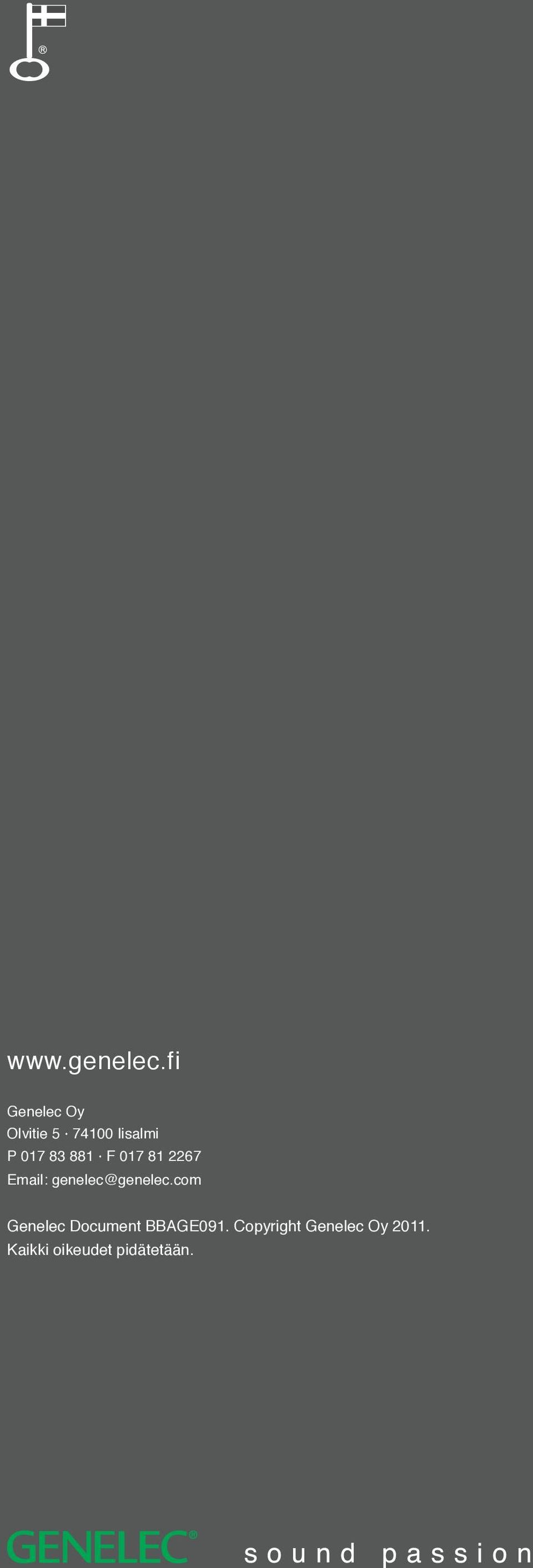 881 F 017 81 2267 Email: genelec@genelec.