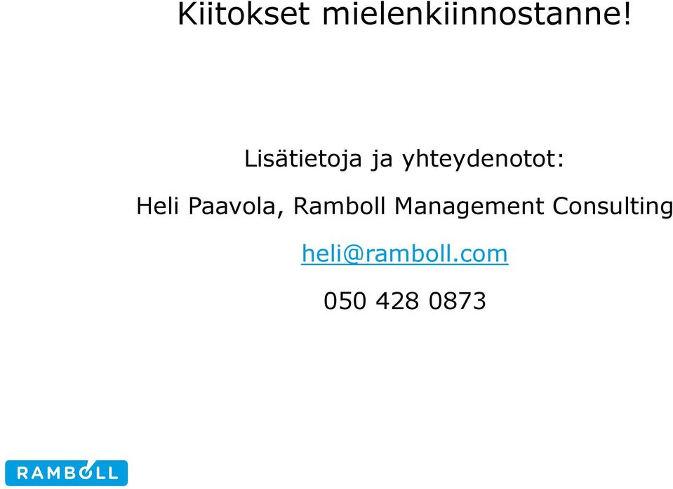 Heli Paavola, Ramboll Management