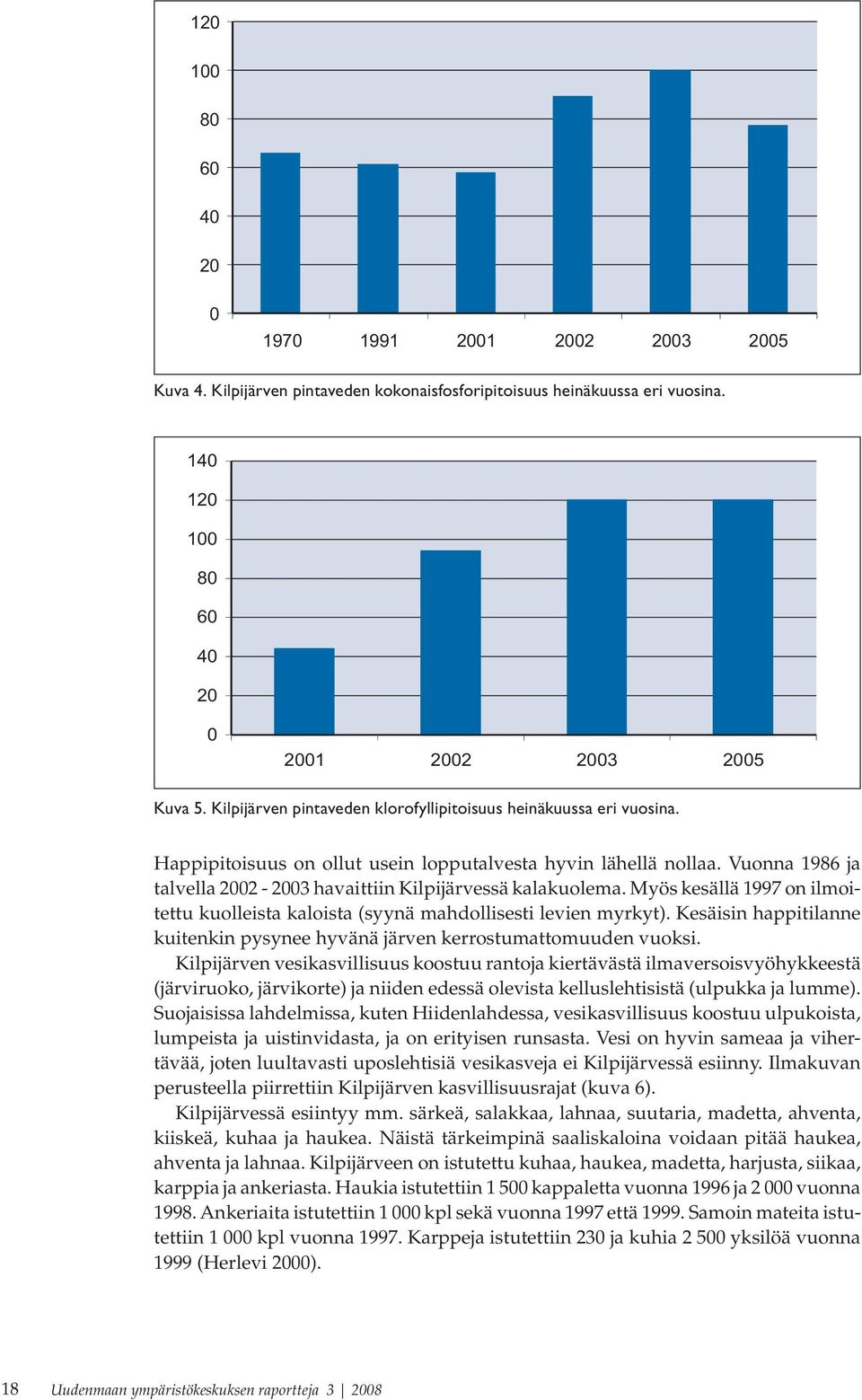 Vuonna 1986 ja talvella 2002-2003 havaittiin Kilpijärvessä kalakuolema. Myös kesällä 1997 on ilmoitettu kuolleista kaloista (syynä mahdollisesti levien myrkyt).