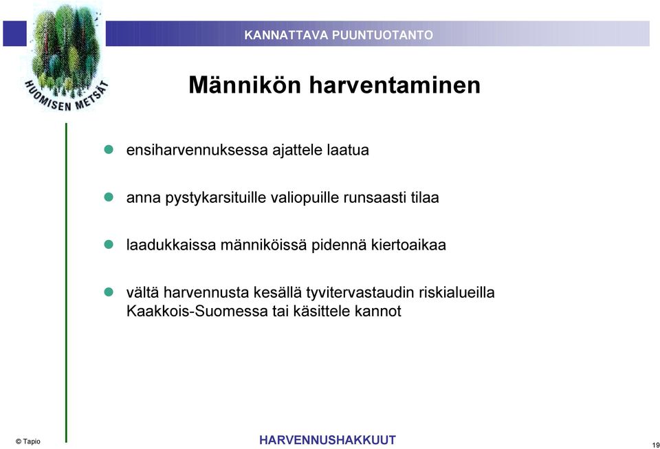 männiköissä pidennä kiertoaikaa vältä harvennusta kesällä