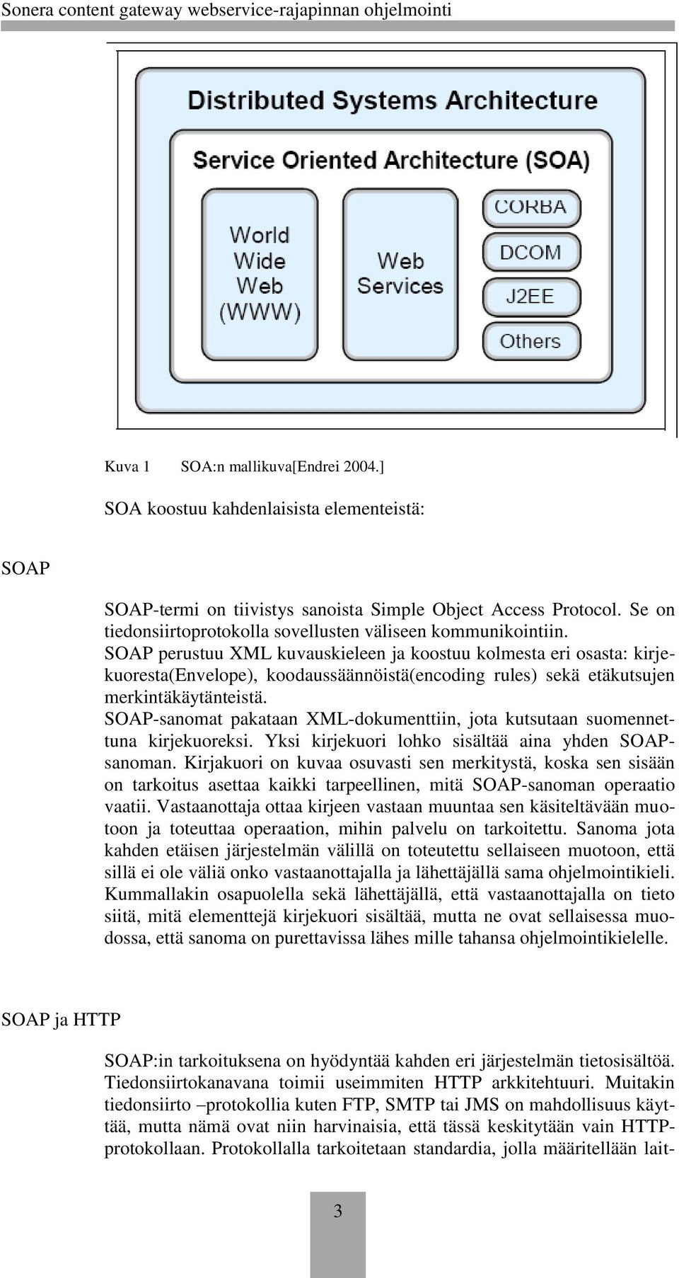 SOAP perustuu XML kuvauskieleen ja koostuu kolmesta eri osasta: kirjekuoresta(envelope), koodaussäännöistä(encoding rules) sekä etäkutsujen merkintäkäytänteistä.