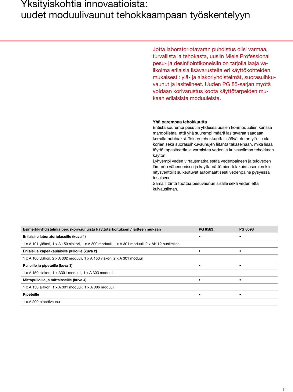 Uuden PG 85-sarjan myötä voidaan korivarustus koota käyttötarpeiden mukaan erilaisista moduuleista.