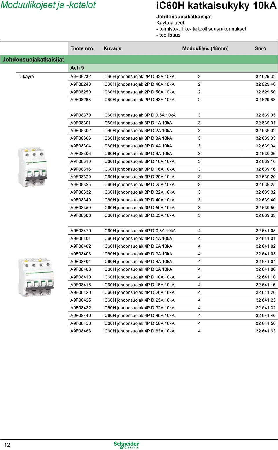 johdonsuojak 3P D 0,5A 10kA 3 32 639 05 A9F08301 ic60h johdonsuojak 3P D 1A 10kA 3 32 639 01 A9F08302 ic60h johdonsuojak 3P D 2A 10kA 3 32 639 02 A9F08303 ic60h johdonsuojak 3P D 3A 10kA 3 32 639 03