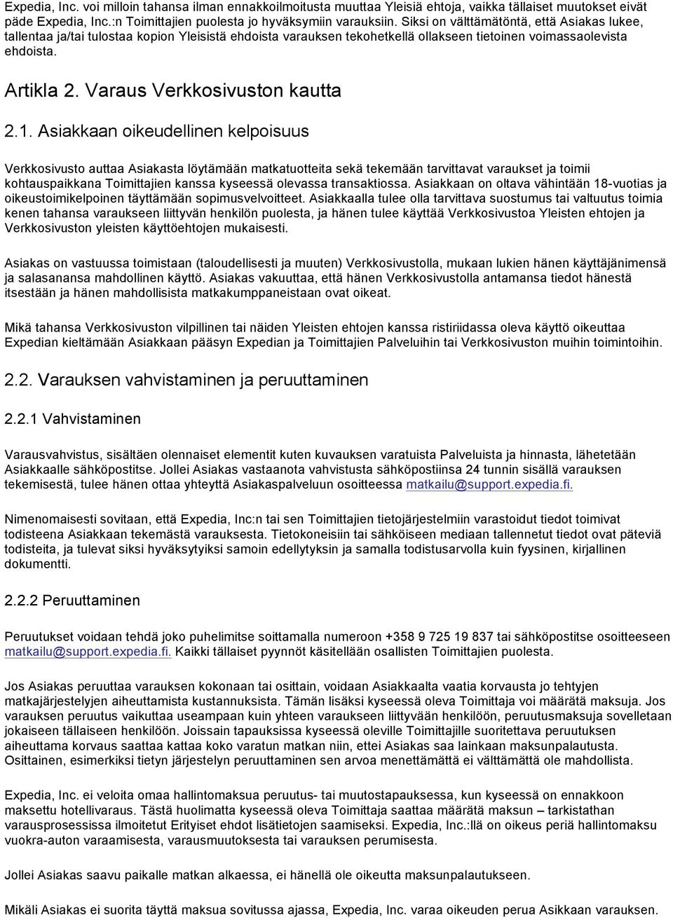 Varaus Verkkosivuston kautta 2.1.