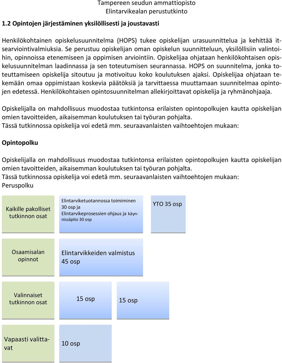 Opiskelijaa ohjataan henkilökohtaisen opiskelusuunnitelman laadinnassa ja sen toteutumisen seurannassa.