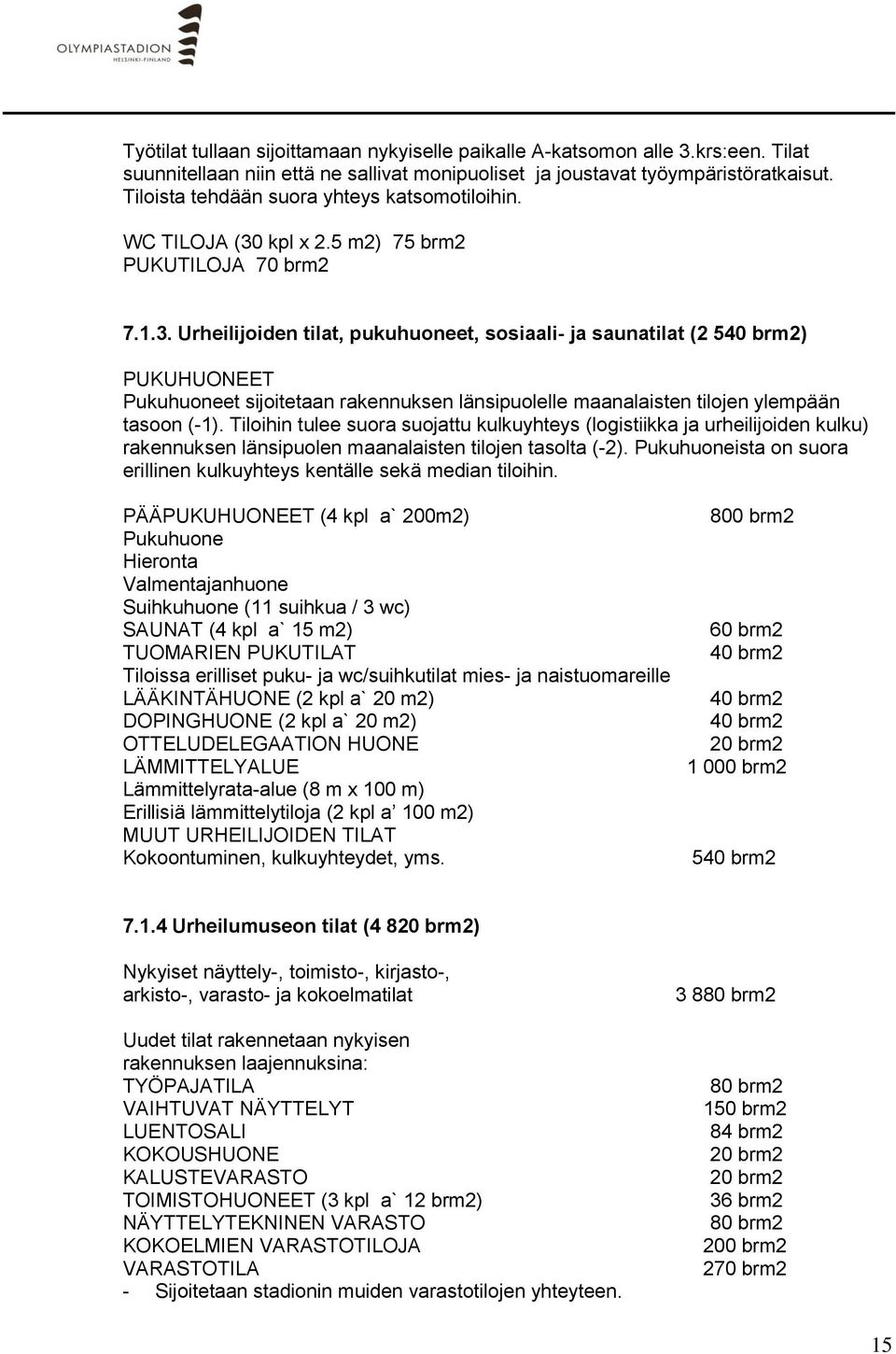 kpl x 2.5 m2) 75 brm2 PUKUTILOJA 70 brm2 7.1.3.