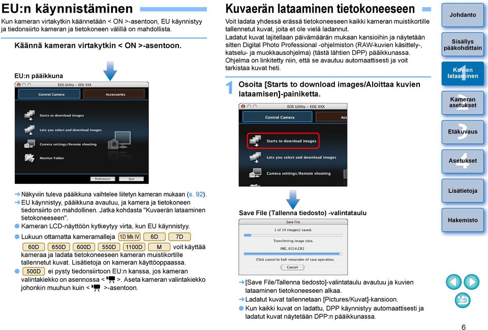 Ladatut kuvat lajitellaan päivämäärän mukaan kansioihin ja näytetään sitten Digital Photo Professional -ohjelmiston (RAW-kuvien käsittely-, katselu- ja muokkausohjelma) (tästä lähtien DPP)